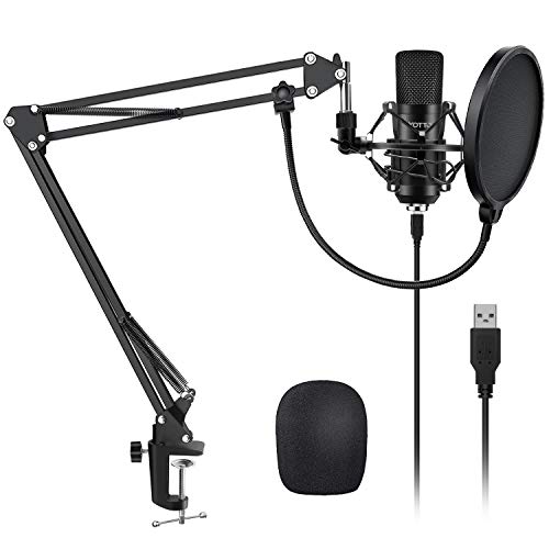 YOTTO USB Micrófono de condensador cardioide Micrófono para ordenador (192KHz/24bit Plug and Play) Profesional Micrófono podcast con soporte de micrófono Brazo de tijera, filtro pop YOTTO USB Micrófono de condensador cardioide Micrófono para ordenador (192KHz/24bit Plug and Play) Profesional Micrófono podcast con soporte de micrófono Brazo de tijera, filtro pop