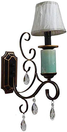 Zenghh Hierro forjado simple iluminación Estilo de cerámica pared de luz Poder lámpara de pared de la decoración del arte de cristal antiguo de América, la sala de estar la pared del dormitorio de noc Zenghh Hierro forjado simple iluminación Estilo de cerámica pared de luz Poder lámpara de pared de la decoración del arte de cristal antiguo de América, la sala de estar la pared del dormitorio de noc