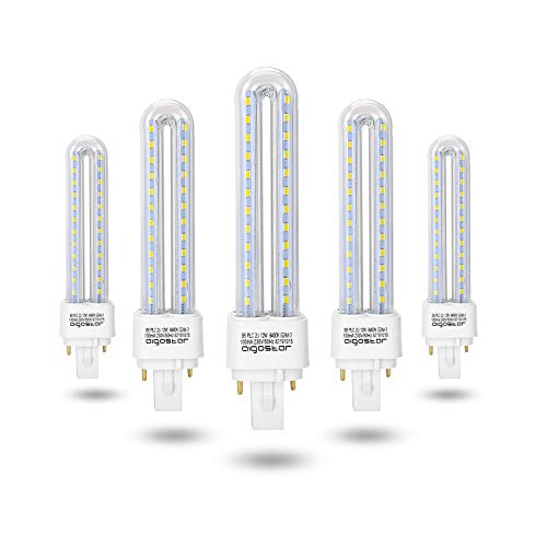 Aigostar 183646 - pack de 5 Bombilla PLC 2U, tubo de12 W, Luz fría 6400K.