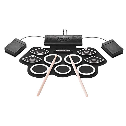 Batería electrónica, electrónica plegable de juego de batería con USB, altavoces, Pedales, palillos, Pedal 2 pulgadas del pie, de vacaciones de cumpleaños regalo de los niños kyman Batería electrónica, electrónica plegable de juego de batería con USB, altavoces, Pedales, palillos, Pedal 2 pulgadas del pie, de vacaciones de cumpleaños regalo de los niños kyman