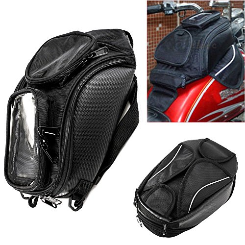 Bolsa de tanque de la motocicleta Oxford alforja magnética con ventana grande 48.5 * 37 cm Universal asiento trasero bolsa de sillín herramienta de viaje equipaje de la cola