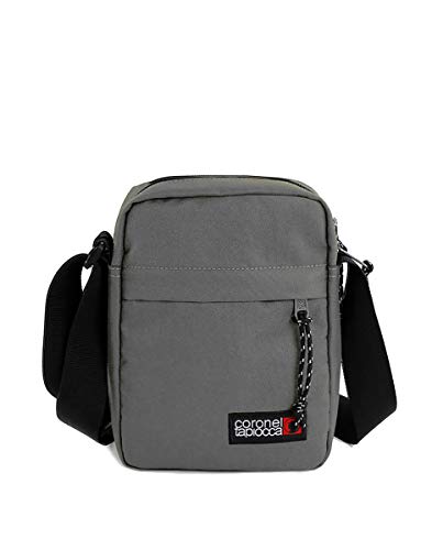 Bolso para Hombre Bolso Bandolera  Coronel Tapiocca Casual con Solapa Bolsillos y Cremallera Denim 17.5x22x5.5 cm Gris