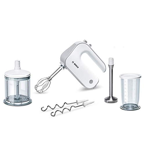 Bosch MFQ4080 Batidora amasadora con set de accesorios de repostería, 500 W, 5 Velocidades, Blanco Bosch MFQ4080 Batidora amasadora con set de accesorios de repostería, 500 W, 5 Velocidades, Blanco