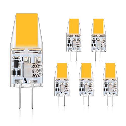 Defurhome G4 LED Bombillas, 3W Reemplaza a las bombillas halógenas de 30W equivalentes, 300LM, Blanco Cálido 2900K, AC/DC 12V, sin parpadeo, No regulable, paquete de 5