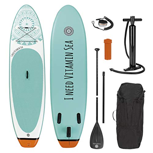 EASYmaxx Tabla de Padel de pie 300 cm I Need Vitamin Sea de Primera Calidad | Incluye Bolsa de Transporte, Juego de reparación y Bomba de Doble Golpe, con una práctica asa de Transporte EASYmaxx Tabla de Padel de pie 300 cm I Need Vitamin Sea de Primera Calidad | Incluye Bolsa de Transporte, Juego de reparación y Bomba de Doble Golpe, con una práctica asa de Transporte