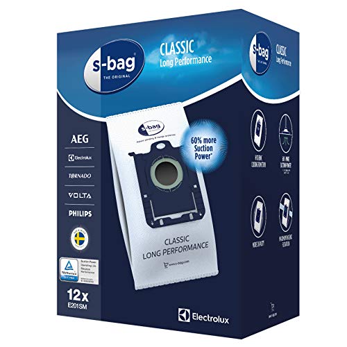 Electrolux E201SM Mega Pack de 12 Bolsas S-Bag Classic Long Performance, Blanco Electrolux E201SM Mega Pack de 12 Bolsas S-Bag Classic Long Performance, Blanco