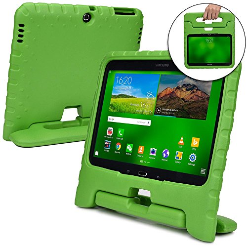Funda Infantil Cooper Cases (TM) Dynamo para Samsung Galaxy Tab 4 10.1 & 3 10.1 en Verde + Protector de Pantalla gratuito (Ligera, absorción de impactos, Espuma EVA segura para los niños, Asa incorporada, y soporte para visionado)