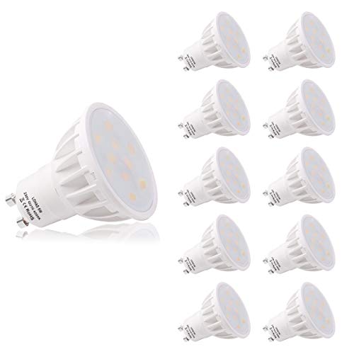 LOHAS GU10 Bombillas LED, Blanca Neutra 4000K, Bombillas LED 6W (Equivalentes a 50 W), 220V - 240V, 500LM, No Regulables, Ángulo de Haz de 120 Grados, Bombillas de Bajo Consumo, Paquete de 10 Unidades