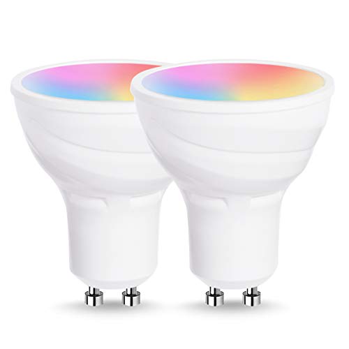 Lohas Smart Lamp Spotlight - Bombilla LED GU10, multicolor, RGB + blanco, potencia de 5 W, funciona con Alexa y Google Home, 2 unidades