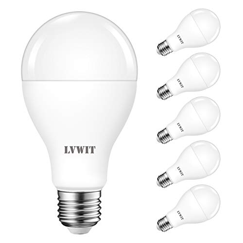 LVWIT Bombillas LED A67, Casquillo E27, 15W equivalente a 120W, 6500K Luz Blanca Fría,1900 lm, Bajo consumo, No regulable - Pack de 6 Unidades.