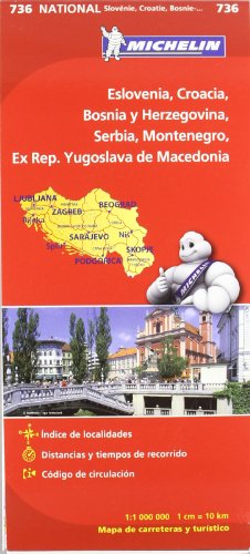 Mapa National Eslovenia, Croacia, Bosnia y Herzegovina, Serbia, Montenegro, Ex Rep. Yugoslava de Macedonia (Mapas National Michelin)