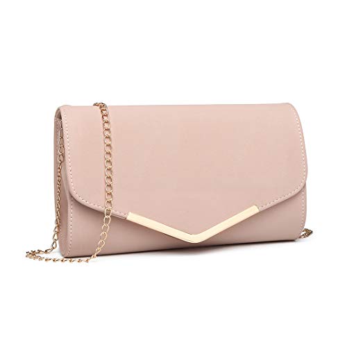 Miss Lulu Bolsa de Cadena Mujer Elegante Clutch Carteras de Mano Bandolera Sintético Pequeñas Monedero (Rosa) Miss Lulu Bolsa de Cadena Mujer Elegante Clutch Carteras de Mano Bandolera Sintético Pequeñas Monedero (Rosa)