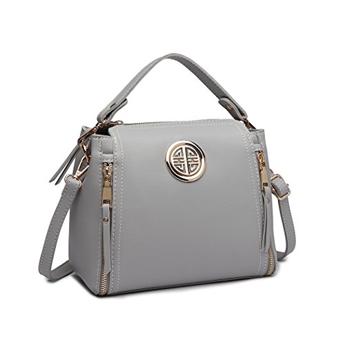 Miss Lulu Marca Mujeres Top Mango Bolsa Pu cuero cruzada bolso elegante bolso bolso pequeño clásico para mujer bolso de hombro (Gris) Miss Lulu Marca Mujeres Top Mango Bolsa Pu cuero cruzada bolso elegante bolso bolso pequeño clásico para mujer bolso de hombro (Gris)