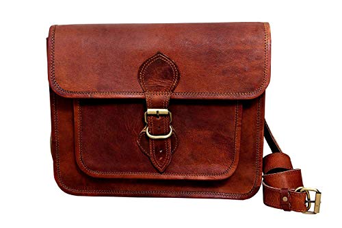 OFERTA LIQUIDACIÓN * Bolso de cuero marrón hecho a mano de 11"Bolso de cuero marrón estilo vintage Bolso baguette de mensajero Bolso para tableta Macbook hecho a mano Correa única Frente NUEVO, 100%