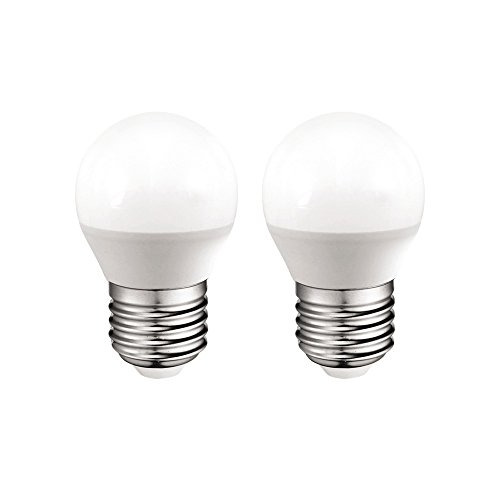 Pack 2x Bombillas esféricas LED E27 6W luz calida (3000K) 470 Lm. Pack 2x Bombillas esféricas LED E27 6W luz calida (3000K) 470 Lm.