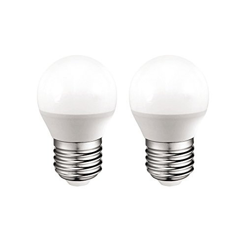 Pack 2x Bombillas esféricas LED E27 6W luz calida (3000K) 470 Lm.