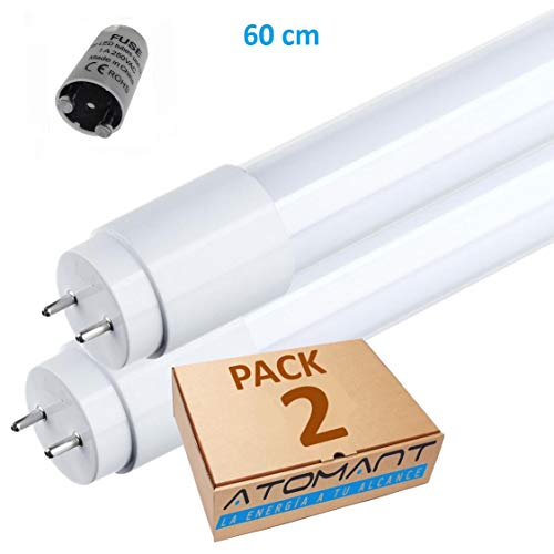Pack 2x Tubo LED 60 cm, 9w. Color Blanco Frio (6500K). Cebador LED incluido. T8 Standard. 870 Lumenes. A++ Pack 2x Tubo LED 60 cm, 9w. Color Blanco Frio (6500K). Cebador LED incluido. T8 Standard. 870 Lumenes. A++