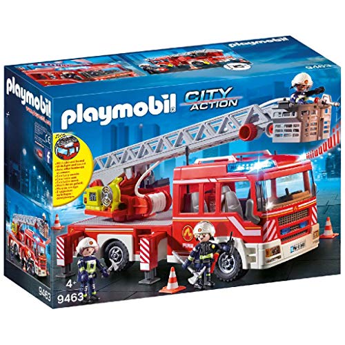 PLAYMOBIL City Action Camión de Bomberos con Escalera, Luces y Sonido, a Partir de 5 Años (9463)