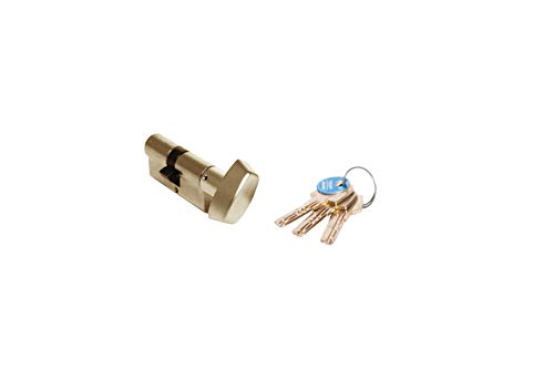 Tesa Assa Abloy, T85B3030L, Cilindro de seguridad T80, Leva larga, Botón, 30x30mm, Latonado