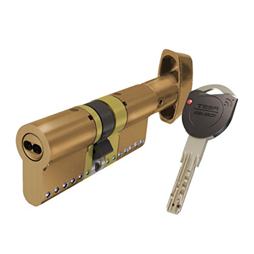 Tesa Assa Abloy, TK1B3030L, Cilindro de Alta Seguridad, TK100, Doble Embrague, Leva Larga, Latonado, 30 x 30 mm Tesa Assa Abloy, TK1B3030L, Cilindro de Alta Seguridad, TK100, Doble Embrague, Leva Larga, Latonado, 30 x 30 mm