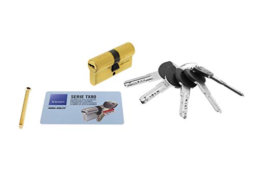 Tesa Assa Abloy TX853030L Cilindro Seguridad, Latonado, 30 x 30 mm Tesa Assa Abloy TX853030L Cilindro Seguridad, Latonado, 30 x 30 mm