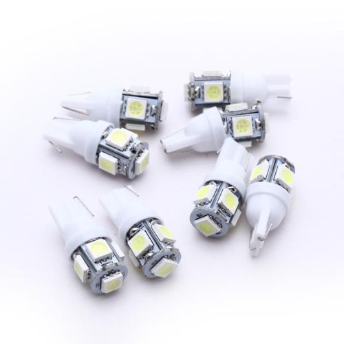 TOOGOO - Juego de 8 Bombillas LED para Luz de coche trasera - Luces para coches Lámpara T10 5 LED 5050 SMD 12V