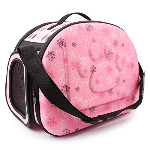 Yimidear Al Aire Libre Respirable Plegable Bolsa para Mascotas para Perro Gato Cómodo Viaje Talla Mediana Portador de Mascotas (Rosa)