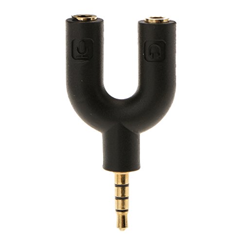 2 Vías Adaptador U Divisor 3,5 mm Audio Estéreo Jack para Auriculares - Negro