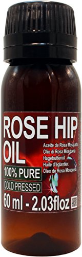 Aceite Rosa Mosqueta 100% Puro 60ml Origen Patagonia Chile - Envasado en UE, Primera Prensada en Frío, Virgen Extra -Color naranja brillante-. Primera calidad de exportación. Envío Super rápido desde España.Producción Manual + 100% Natural