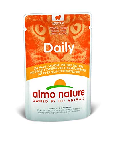 Almo Nature - Comida Diaria para Gatos con Pollo y salmón, 70 g, 30 Unidades Almo Nature - Comida Diaria para Gatos con Pollo y salmón, 70 g, 30 Unidades