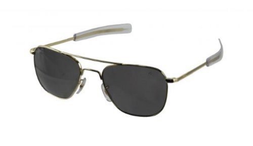 American Optical Eyewear Original Pilot Gafas de sol con montura dorada de 55 mm con varillas tipo bayoneta y cristales de color verde