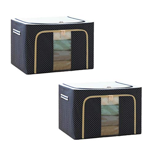 A/N Elyonce 2 cajas de almacenamiento de tela Oxford, 22 litros, azul oscuro, tamaño: 39 x 29 x 20 cm