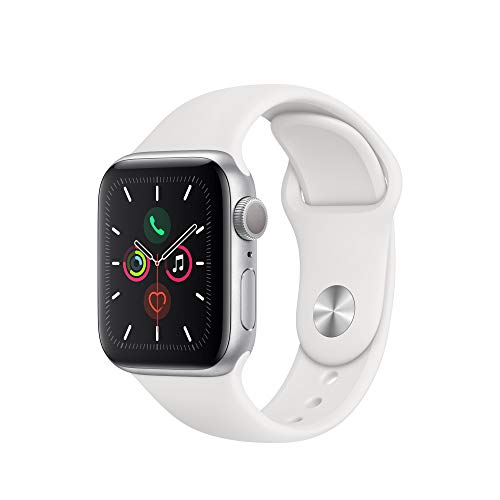 Apple Watch Series 5 (GPS, 40 mm) Aluminio en Plata - Correa Deportiva Blanco