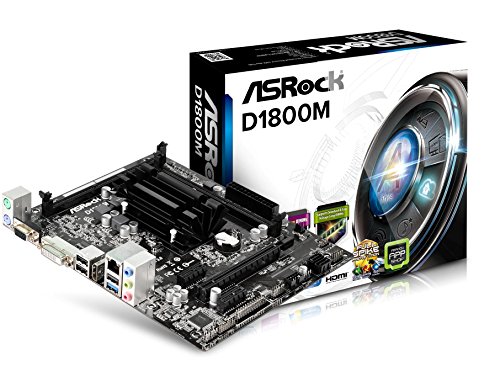 ASRock D1800M - MicroATX Placa Base, CPU Integrada Procesador, Intel Dual-Core J1800, Máx. 16GB, 2x SO-DIMM DDR3/DDR3L, negro