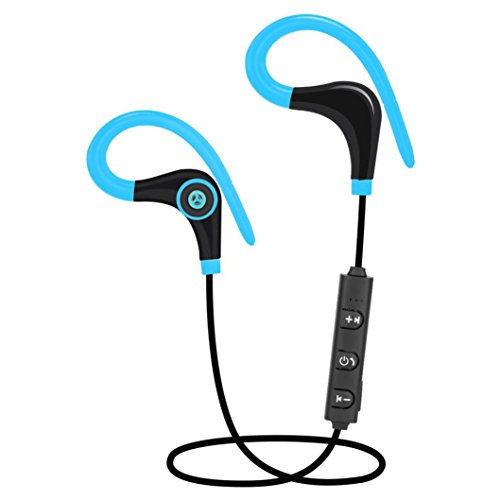 Auriculares Inalambricos Bluetooth Deportivos In Ear para Hacer Deporte Correr Running Compatible con Samsung, iPhone, LG, Sony, Motorola, Blackberry, Nokia, Tablet, etc (Azul)