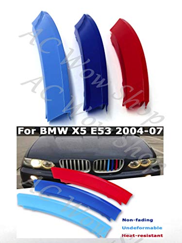 B M W X5 E53 2004 – 2007 7 Barras Capucha Radiador Rayas Inserciones Slat Clips M Power Sport Performance Tech Paket Color Grilles Caps Badge