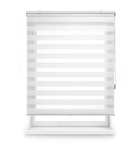 Blindecor Lira Estor enrollable de doble capa, Noche y Día, Poliéster, Blanco roto, 120 x 180 cm