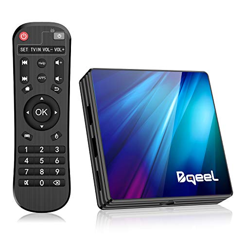 Bqeel Última 9.0 TV Box 【4GB RAM+64GB ROM】 Android TV Box RK3318 Quad-Core 64bit Cortex-A53 Soporte 2k*4K, WiFi 2.4G/5G,BT 4.0 , USB 3.0 Smart TV Box