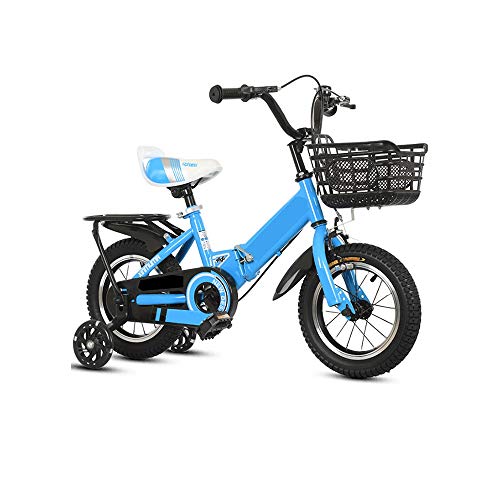 Caixia ,Bicicletas para niños Deportes Infantiles Bicicleta Mayor 12.14.16.18 Pulgadas Plegable Escuela Primaria de Bicicletas con Flash (Color : Blue, Size : 12 Inches)