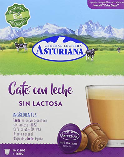 Central Lechera Asturiana Cápsulas de Café con Leche Sin Lactosa - 4 Paquetes de 16 Cápsulas Central Lechera Asturiana Cápsulas de Café con Leche Sin Lactosa - 4 Paquetes de 16 Cápsulas