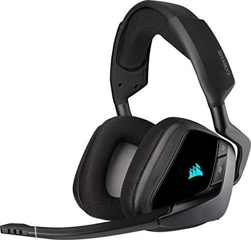 Corsair VOID ELITE RGB Wireless Auriculares para Juegos (7.1 Sonido envolvente, Inalámbrico de 2.4 GHz de baja latencia, 12 m de alcance, Personalizable Iluminación, Compatible con PC, PS4) Negro