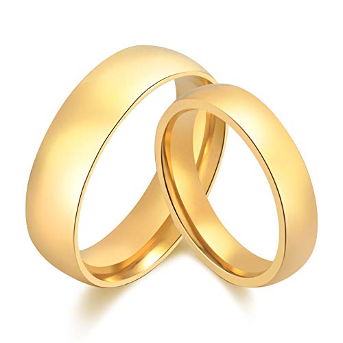 Daesar Anillo de Acero Inoxidable Mujer y Hombre Anillos Oro Compromiso Pareja Anillos Pareja Boda Anillos Compromiso Pareja Talla Mujer 12 Hombre 27