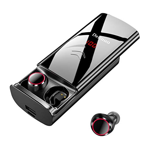 Delinuo Auriculares Inalámbricos Bluetooth 5.0, Auriculares Bluetooth Estéreo Hi-Fi Sonido IPX6 Resistentes al Agua, 260H Autonomía 6000mAh Estuche de Carga para iPhone y Android