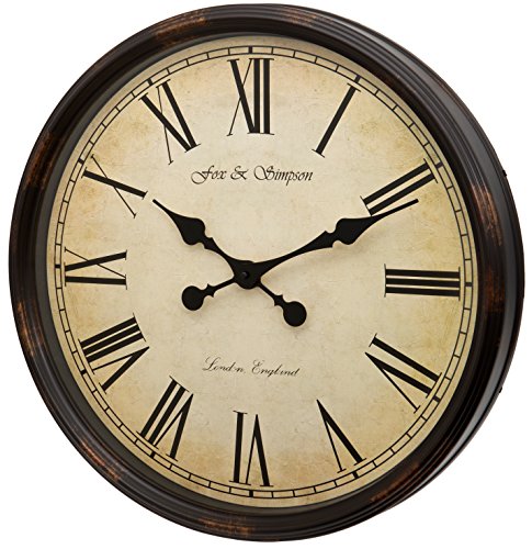 Fox and Simpson Grand Central Station-Reloj de Pared (Extragrande, 50 cm), Color Crema, Negro, 50cm