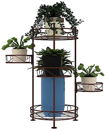 fuchangsi Flor de pie de Hierro Forjado macetas de Flores de múltiples Capas balcón de la Sala de Estilo Europeo Piso amueblado terraza soportar Bonsai,Brown