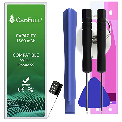 GadFull Batería de reemplazo para iPhone 5S | Incluye Kit de Herramientas Profesional de reparación Manual | Funciona con Todos los APN Originales