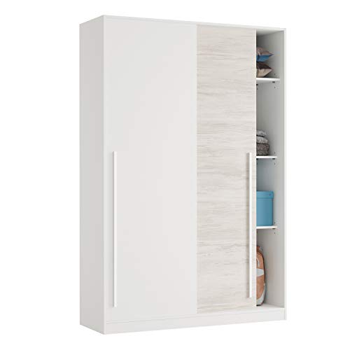 Habitdesign MAX121A - Armario 2 Puertas Correderas para Dormitorio o Habitación, Modelo Elliot, Acabado en Blanco Artik y Blanco Velho, Medidas: 120 cm (Largo) x 200 cm (Alto) x 50 cm (Fondo) Habitdesign MAX121A - Armario 2 Puertas Correderas para Dormitorio o Habitación, Modelo Elliot, Acabado en Blanco Artik y Blanco Velho, Medidas: 120 cm (Largo) x 200 cm (Alto) x 50 cm (Fondo)