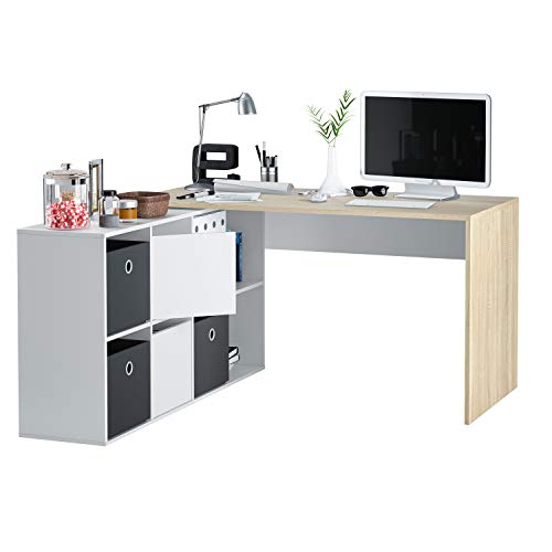 Habitdesign - Mesa Escritorio, Mesa despacho Reversible, Estudio Modelo Adapta XL, Medidas: (Roble Canadian y Blanco Artik) Habitdesign - Mesa Escritorio, Mesa despacho Reversible, Estudio Modelo Adapta XL, Medidas: (Roble Canadian y Blanco Artik)