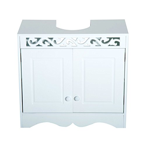 HOMCOM Armario de Baño Tipo Mueble Bajo para Lavabo con 2 Puertas y Estantes 60x30x56cm Diseño Moderno de Madera Blanca