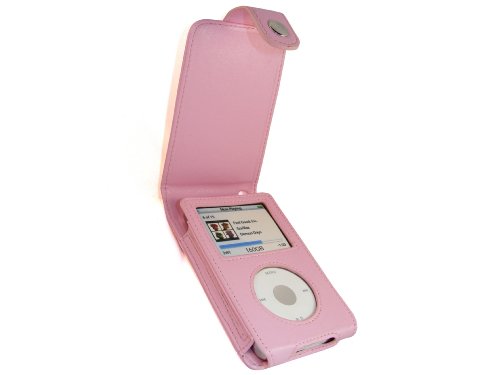 igadgitz Rosa Funda de Cuero Simil Piel Carcasa Case Cover para Apple iPod Classic 80/120/160GB + Pantalla Protector